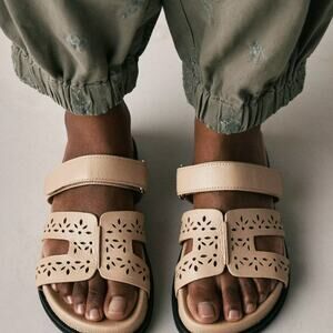 Anthropologie Bibi Lou Cutout Slide Sandals in Sand